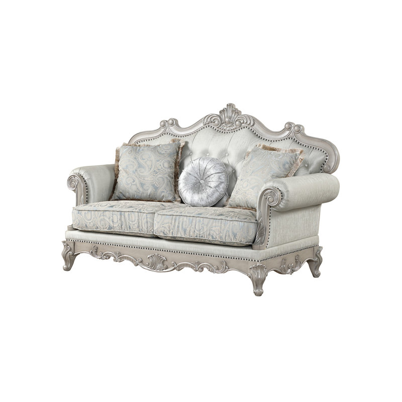 Isto Traditional Style Loveseat Made With Wood Upholstered Sofa love seat Nailheads